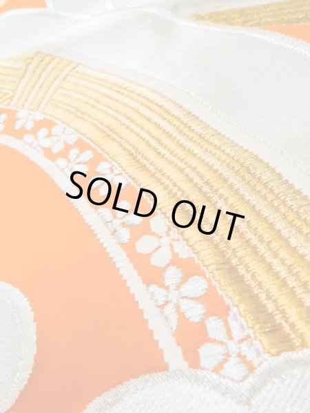 画像7: L1012R 袋帯 女性用着物 シルク(正絹)   橙色 花 【中古】 【USED】 【リサイクル】 ★★★★☆ (7)