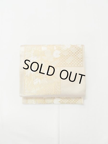 画像2: L1012T 袋帯 女性用着物 シルク（正絹）  光沢のある 桃色 菊 【中古】 【USED】 【リサイクル】 ★★★☆☆ (2)