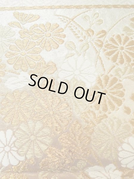 画像5: L1012T 袋帯 女性用着物 シルク（正絹）  光沢のある 桃色 菊 【中古】 【USED】 【リサイクル】 ★★★☆☆ (5)