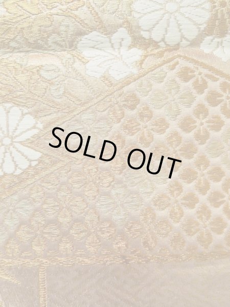 画像6: L1012T 袋帯 女性用着物 シルク（正絹）  光沢のある 桃色 菊 【中古】 【USED】 【リサイクル】 ★★★☆☆ (6)