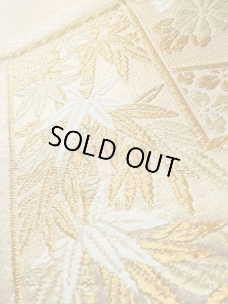 画像8: L1012T 袋帯 女性用着物 シルク（正絹）  光沢のある 桃色 菊 【中古】 【USED】 【リサイクル】 ★★★☆☆ (8)