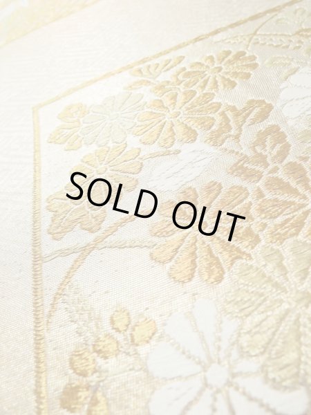 画像9: L1012T 袋帯 女性用着物 シルク（正絹）  光沢のある 桃色 菊 【中古】 【USED】 【リサイクル】 ★★★☆☆ (9)