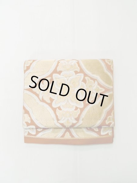 画像2: L1012W 袋帯 女性用着物 シルク(正絹)  淡い 橙色 更紗 【中古】 【USED】 【リサイクル】 ★★★☆☆ (2)