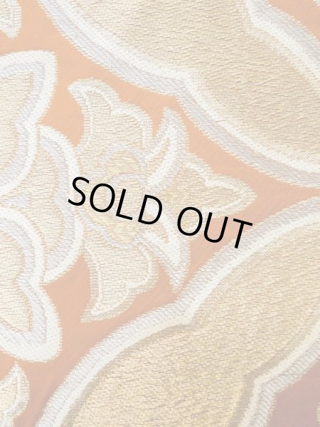 画像6: L1012W 袋帯 女性用着物 シルク(正絹)  淡い 橙色 更紗 【中古】 【USED】 【リサイクル】 ★★★☆☆ (6)