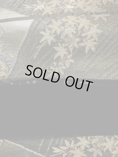 画像3: L1013D 袋帯 女性用着物 シルク(正絹)  光沢のある オリーブ ぼたん 【中古】 【USED】 【リサイクル】 ★★★★☆ (3)