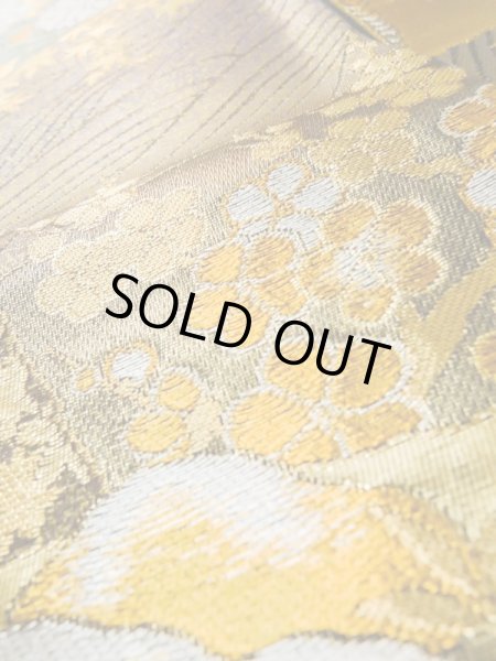 画像10: L1013D 袋帯 女性用着物 シルク(正絹)  光沢のある オリーブ ぼたん 【中古】 【USED】 【リサイクル】 ★★★★☆ (10)