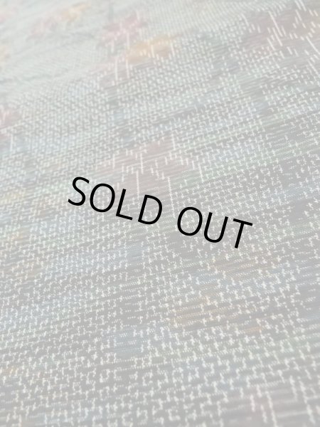 画像8: L1019A  紬 女性用着物  シルク(正絹) 淡い 深い 緑色, 花 深い【中古】 【USED】 【リサイクル】 ★★★★☆ (8)