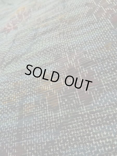 画像9: L1019A  紬 女性用着物  シルク(正絹) 淡い 深い 緑色, 花 深い【中古】 【USED】 【リサイクル】 ★★★★☆ (9)