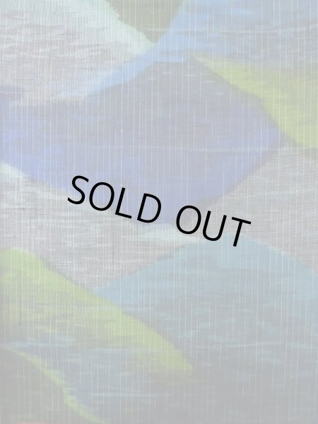 画像5: L1019E  紬 女性用着物  シルク（正絹）  淡い 青, 抽象的模様 淡い【中古】 【USED】 【リサイクル】 ★★★☆☆ (5)