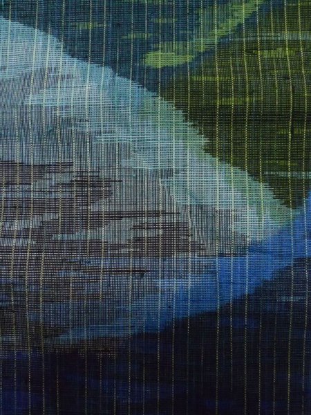 画像7: L1019E  紬 女性用着物  シルク(正絹)  淡い 青, 抽象的模様 淡い【中古】 【USED】 【リサイクル】 ★★★☆☆ (7)