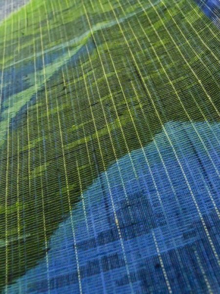 画像9: L1019E  紬 女性用着物  シルク(正絹)  淡い 青, 抽象的模様 淡い【中古】 【USED】 【リサイクル】 ★★★☆☆ (9)