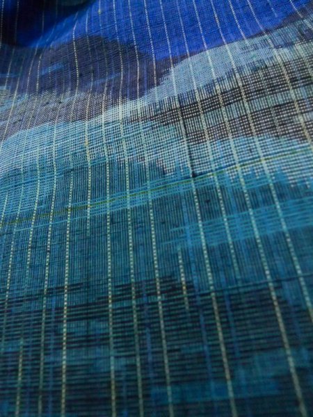 画像11: L1019E  紬 女性用着物  シルク(正絹)  淡い 青, 抽象的模様 淡い【中古】 【USED】 【リサイクル】 ★★★☆☆ (11)