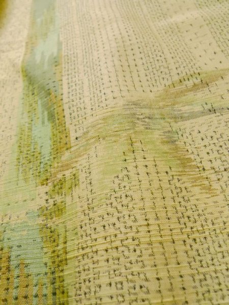 画像8: L1019M  紬 女性用着物  シルク(正絹)   アイボリー, 笹 【中古】 【USED】 【リサイクル】 ★★☆☆☆ (8)