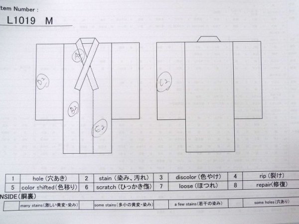 画像12: L1019M  紬 女性用着物  シルク(正絹)   アイボリー, 笹 【中古】 【USED】 【リサイクル】 ★★☆☆☆ (12)