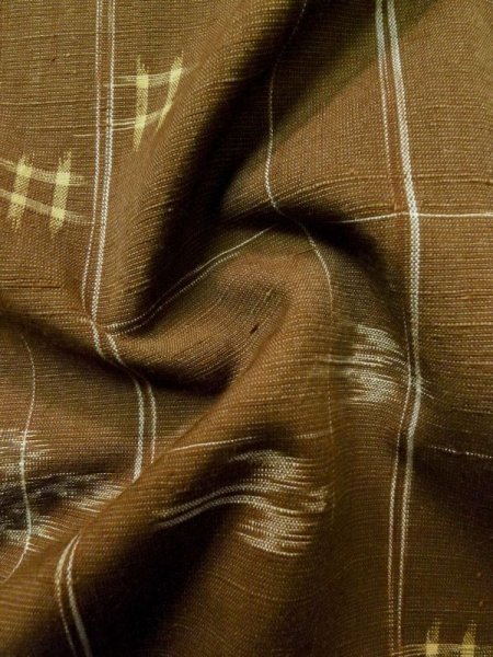 画像11: L1020C Mint  紬 女性用着物  ウール   茶色, 抽象的模様 【中古】 【USED】 【リサイクル】 ★★★★☆ (11)