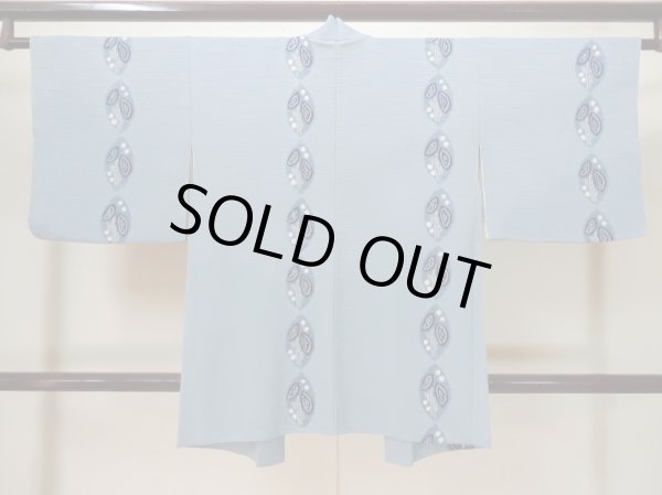 画像2: L1026H Mint  羽織 女性用着物  シルク(正絹)  淡い 水色, 葉 【中古】 【USED】 【リサイクル】 ★★★★☆ (2)