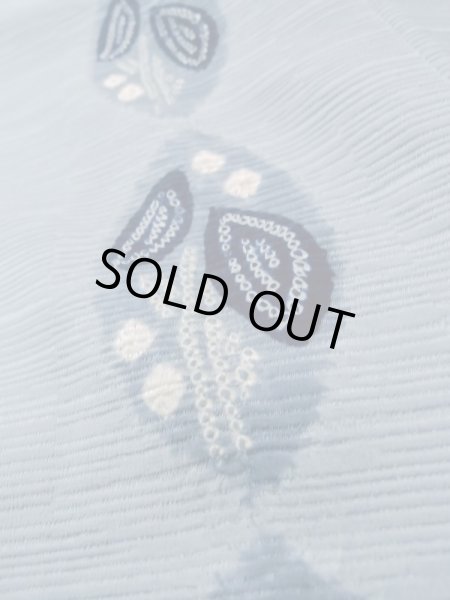 画像8: L1026H Mint  羽織 女性用着物  シルク(正絹)  淡い 水色, 葉 【中古】 【USED】 【リサイクル】 ★★★★☆ (8)