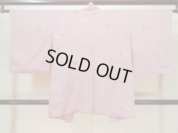 画像2: L1026M  羽織 女性用着物  シルク（正絹）  淡い 桃色, 菊 【中古】 【USED】 【リサイクル】 ★★☆☆☆ (2)