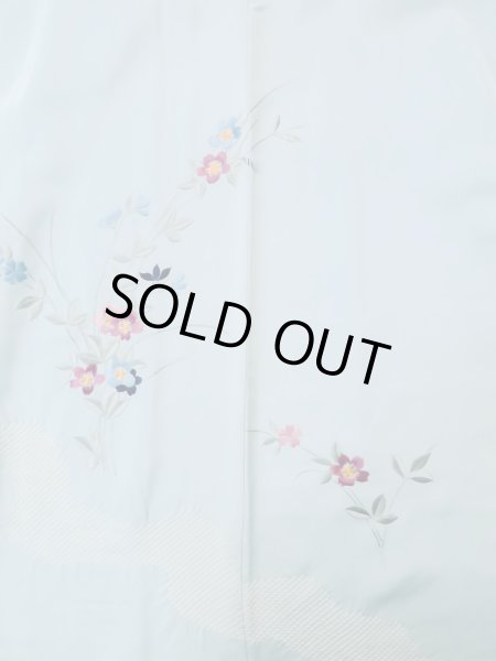 画像3: L1026N  羽織 女性用着物  シルク（正絹）   水色, 花 【中古】 【USED】 【リサイクル】 ★★☆☆☆ (3)