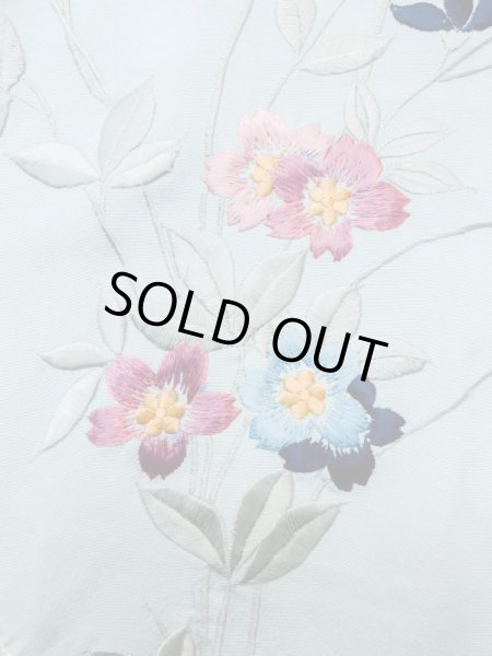 画像4: L1026N  羽織 女性用着物  シルク（正絹）   水色, 花 【中古】 【USED】 【リサイクル】 ★★☆☆☆ (4)