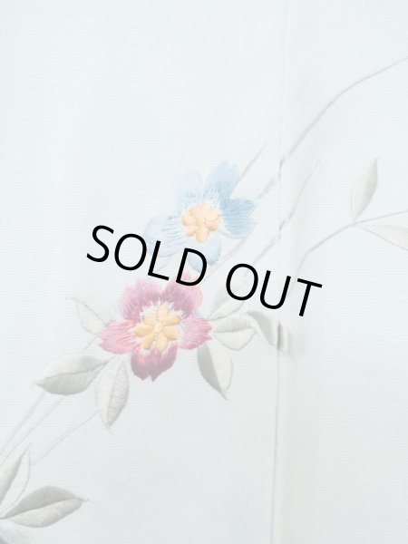 画像5: L1026N  羽織 女性用着物  シルク（正絹）   水色, 花 【中古】 【USED】 【リサイクル】 ★★☆☆☆ (5)