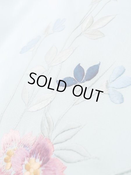 画像8: L1026N  羽織 女性用着物  シルク（正絹）   水色, 花 【中古】 【USED】 【リサイクル】 ★★☆☆☆ (8)