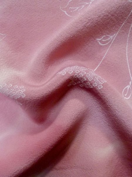 画像11: L1026P  羽織 女性用着物  シルク(正絹)  淡い 桃色, 葉 【中古】 【USED】 【リサイクル】 ★★☆☆☆ (11)