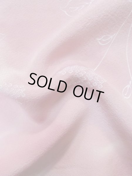 画像11: L1026P  羽織 女性用着物  シルク（正絹）  淡い 桃色, 葉 【中古】 【USED】 【リサイクル】 ★★☆☆☆ (11)