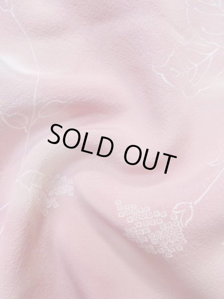 画像12: L1026P  羽織 女性用着物  シルク（正絹）  淡い 桃色, 葉 【中古】 【USED】 【リサイクル】 ★★☆☆☆ (12)