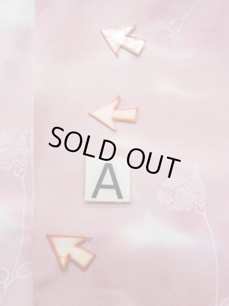 画像14: L1026P  羽織 女性用着物  シルク（正絹）  淡い 桃色, 葉 【中古】 【USED】 【リサイクル】 ★★☆☆☆ (14)