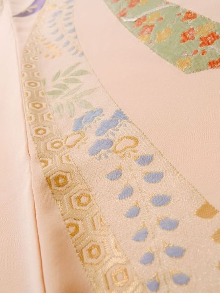 画像10: L1027D  羽織 女性用着物 熨斗 シルク(正絹) 淡い 薄い 桃色, 菊 【中古】 【USED】 【リサイクル】 ★★☆☆☆ (10)