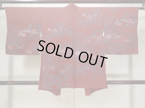 画像2: L1104A  羽織 女性用着物  シルク(正絹)   えんじ, 花 【中古】 【USED】 【リサイクル】 ★★☆☆☆ (2)