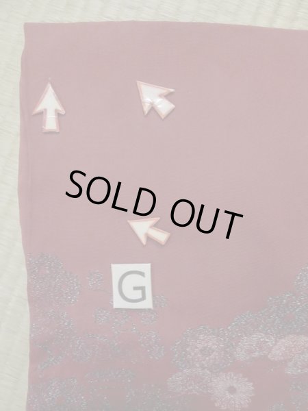 画像19: L1104A  羽織 女性用着物  シルク(正絹)   えんじ, 花 【中古】 【USED】 【リサイクル】 ★★☆☆☆ (19)