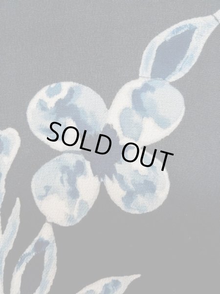 画像6: L1104B  羽織 女性用着物  シルク(正絹)  深い 青, 花 【中古】 【USED】 【リサイクル】 ★★★☆☆ (6)