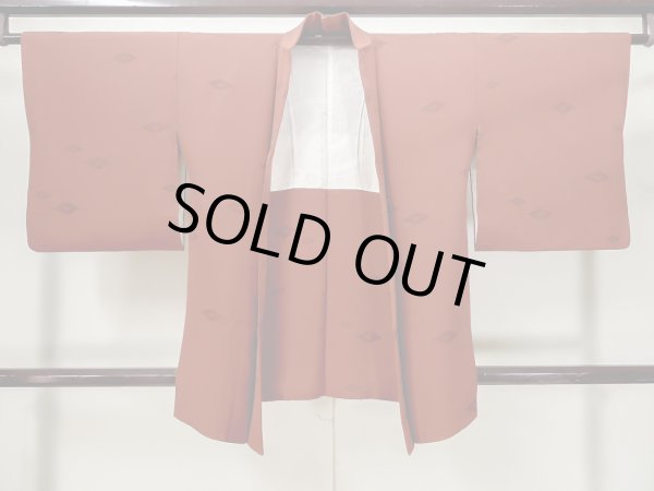 画像1: L1104G  羽織 女性用着物  シルク（正絹）   赤色, 菱 【中古】 【USED】 【リサイクル】 ★★★☆☆ (1)