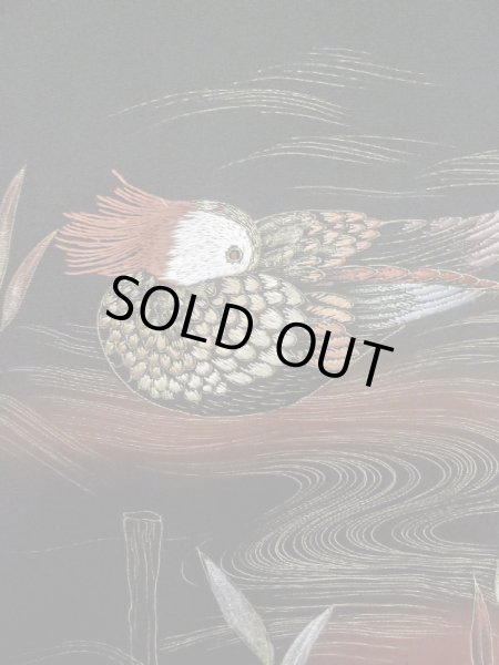 画像5: L1104M Mint  羽織 女性用着物  シルク（正絹）   黒, 鳥 【中古】 【USED】 【リサイクル】 ★★★★★ (5)