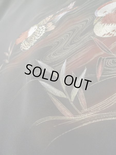 画像7: L1104M Mint  羽織 女性用着物  シルク（正絹）   黒, 鳥 【中古】 【USED】 【リサイクル】 ★★★★★ (7)