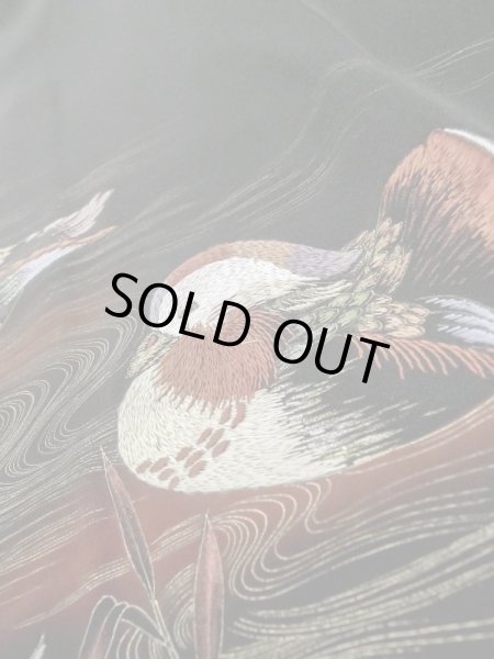 画像8: L1104M Mint  羽織 女性用着物  シルク（正絹）   黒, 鳥 【中古】 【USED】 【リサイクル】 ★★★★★ (8)