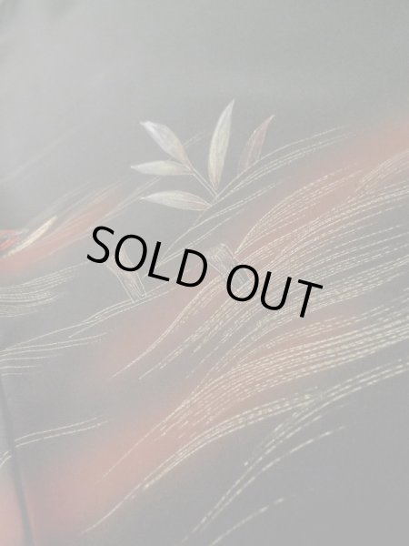 画像9: L1104M Mint  羽織 女性用着物  シルク（正絹）   黒, 鳥 【中古】 【USED】 【リサイクル】 ★★★★★ (9)