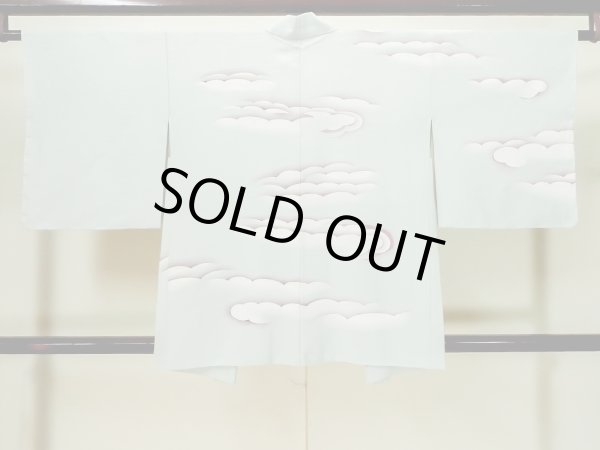 画像2: L1104N  羽織 女性用着物  シルク（正絹）   水色, 雲 【中古】 【USED】 【リサイクル】 ★★☆☆☆ (2)