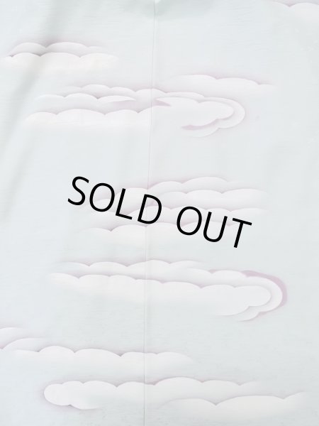 画像3: L1104N  羽織 女性用着物  シルク（正絹）   水色, 雲 【中古】 【USED】 【リサイクル】 ★★☆☆☆ (3)