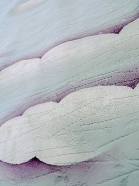 画像9: L1104N  羽織 女性用着物  シルク(正絹)   水色, 雲 【中古】 【USED】 【リサイクル】 ★★☆☆☆ (9)