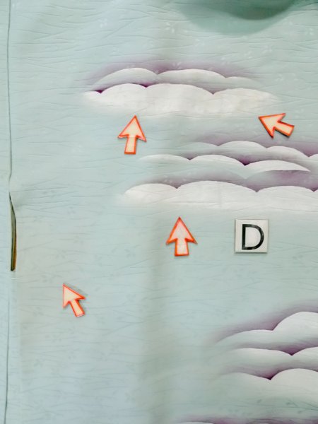 画像16: L1104N  羽織 女性用着物  シルク(正絹)   水色, 雲 【中古】 【USED】 【リサイクル】 ★★☆☆☆ (16)