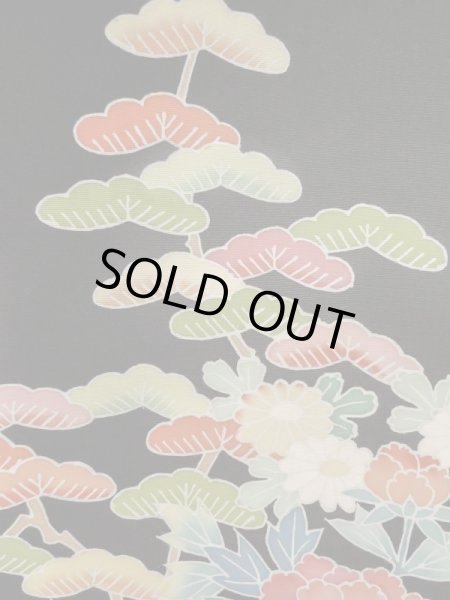 画像5: L1105D Mint  羽織 女性用着物  シルク（正絹）   黒, 花 【中古】 【USED】 【リサイクル】 ★★★★☆ (5)