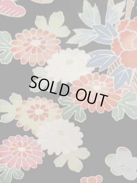 画像6: L1105D Mint  羽織 女性用着物  シルク（正絹）   黒, 花 【中古】 【USED】 【リサイクル】 ★★★★☆ (6)