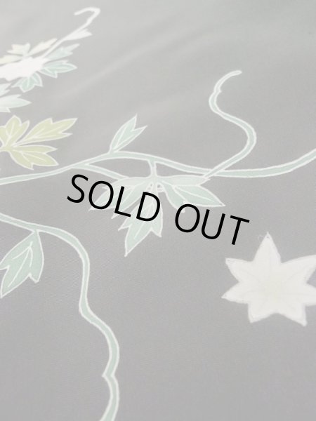 画像9: L1105D Mint  羽織 女性用着物  シルク（正絹）   黒, 花 【中古】 【USED】 【リサイクル】 ★★★★☆ (9)