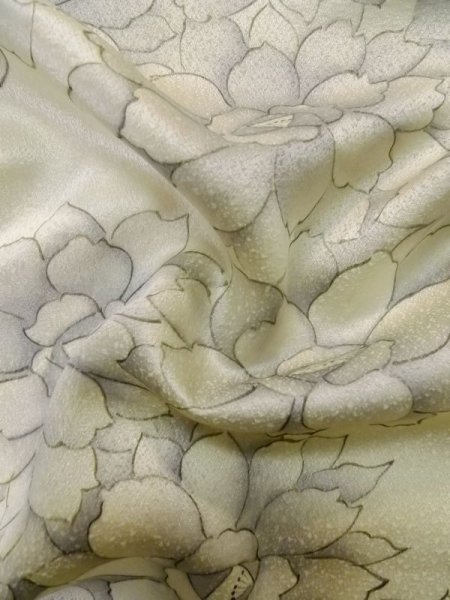 画像12: L1116H  小紋 女性用着物  シルク(正絹)   オフ ホワイト, 花 【中古】 【USED】 【リサイクル】 ★★☆☆☆ (12)