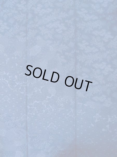 画像3: L1116K  小紋 女性用着物  シルク(正絹)   青, 花 【中古】 【USED】 【リサイクル】 ★★★☆☆ (3)