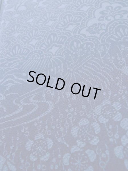 画像10: L1116K  小紋 女性用着物  シルク(正絹)   青, 花 【中古】 【USED】 【リサイクル】 ★★★☆☆ (10)