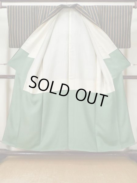 画像2: L1116L  小紋 女性用着物  シルク（正絹）   黒, 縞 【中古】 【USED】 【リサイクル】 ★☆☆☆☆ (2)